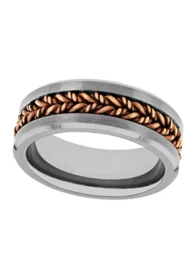 Braided Satin Finish Band Two-Tone Tantalum