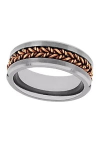 Braided Satin Finish Band Two-Tone Tantalum