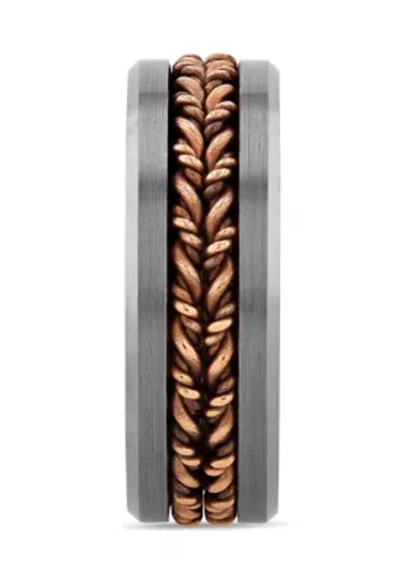 Braided Satin Finish Band Two-Tone Tantalum
