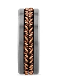 Braided Satin Finish Band Two-Tone Tantalum