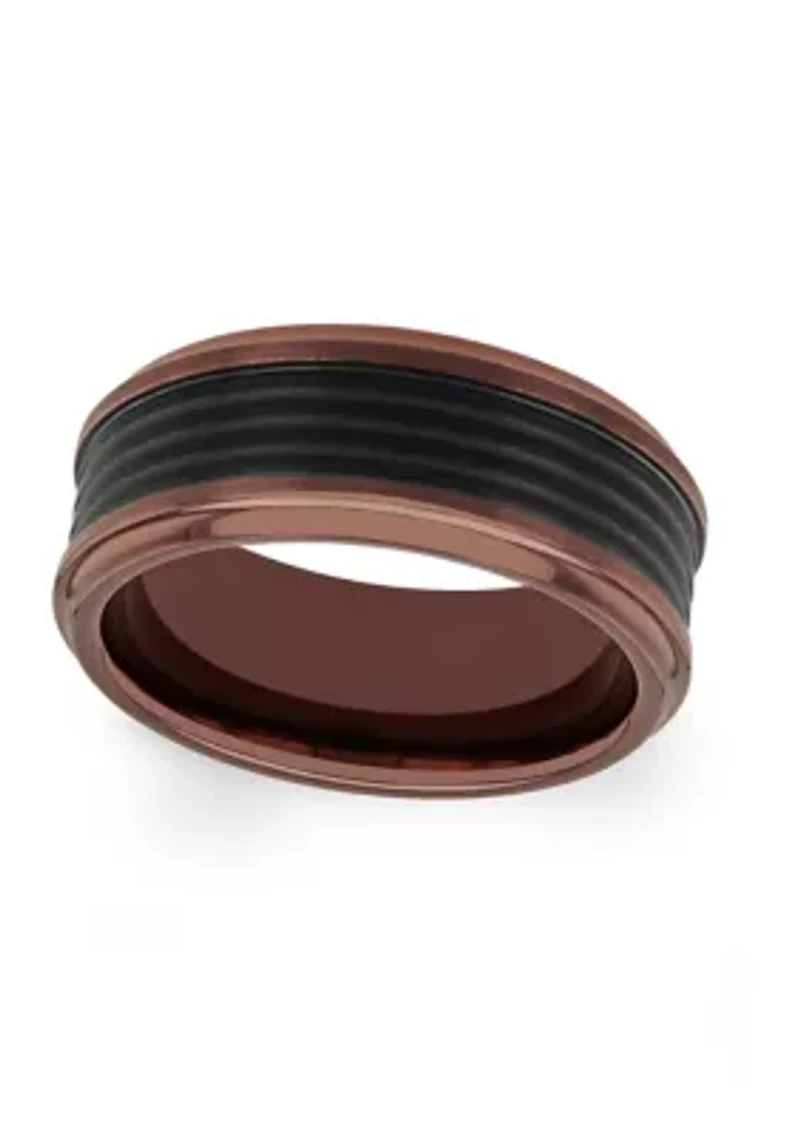 Grooved Step Edge Band Two-Tone Tantalum