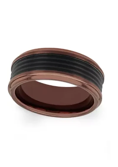 Grooved Step Edge Band Two-Tone Tantalum
