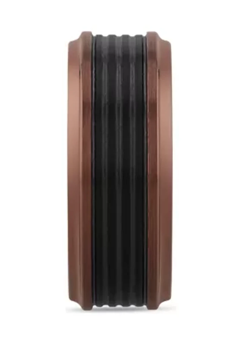 Grooved Step Edge Band Two-Tone Tantalum