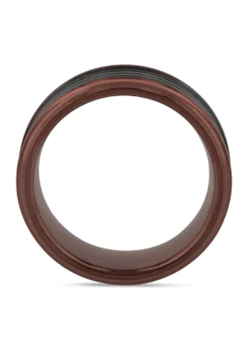 Grooved Step Edge Band Two-Tone Tantalum