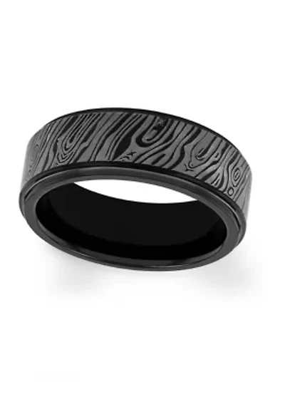 Textured Step Edge Band Black Tantalum