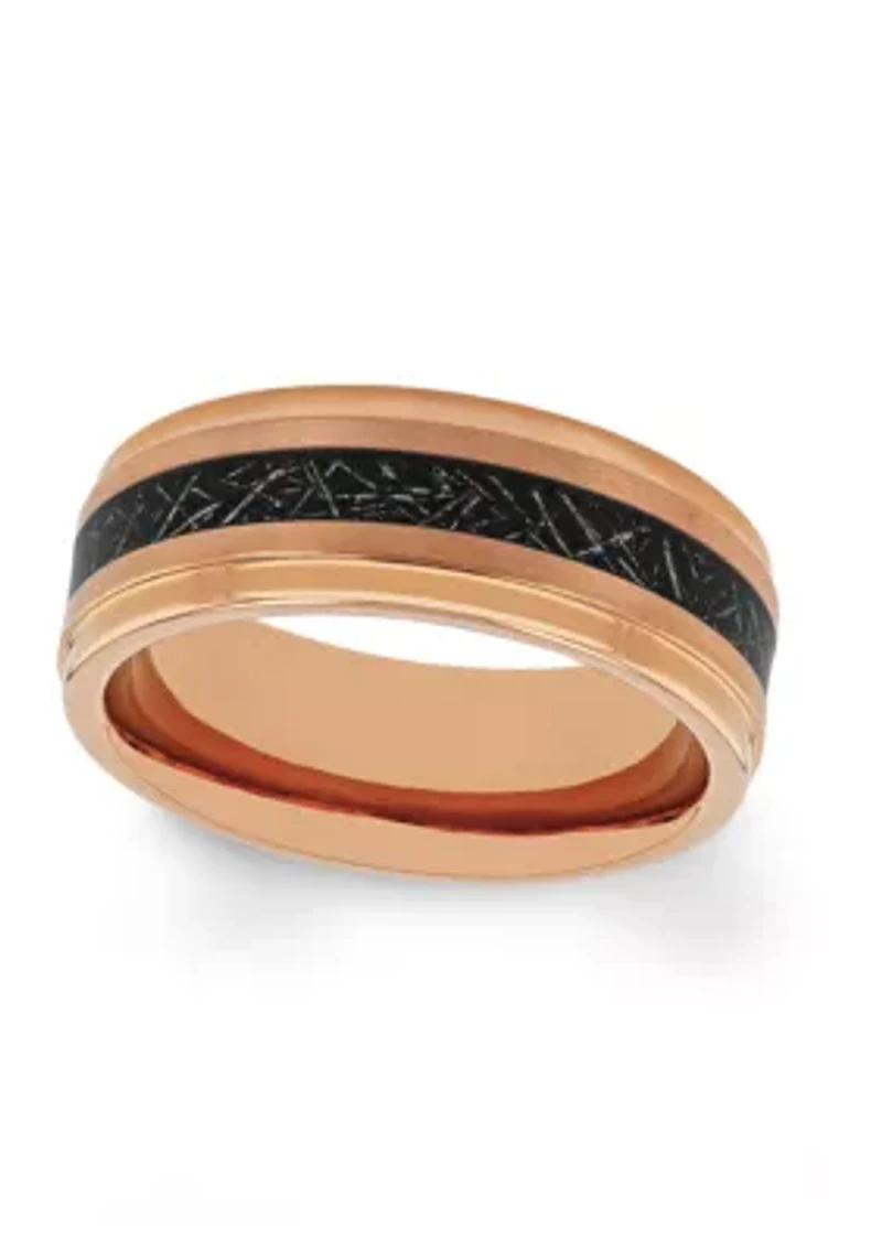 Satin Finish Step Edge Band Rose-Tone Tantalum
