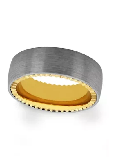 Brushed Coin Edge Band Two-Tone Tantalum