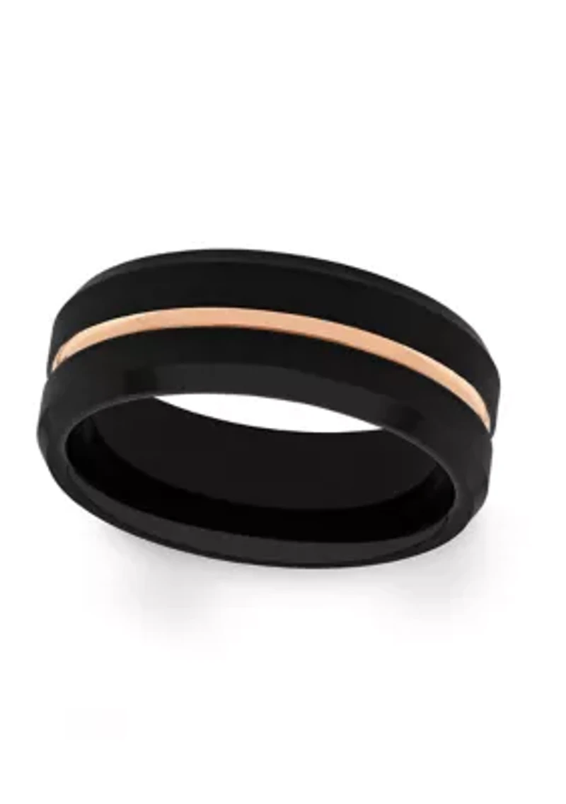 Grooved Beveled Edge Band Two Tone Tantalum