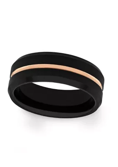 Grooved Beveled Edge Band Two Tone Tantalum