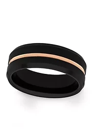 Grooved Beveled Edge Band Two Tone Tantalum