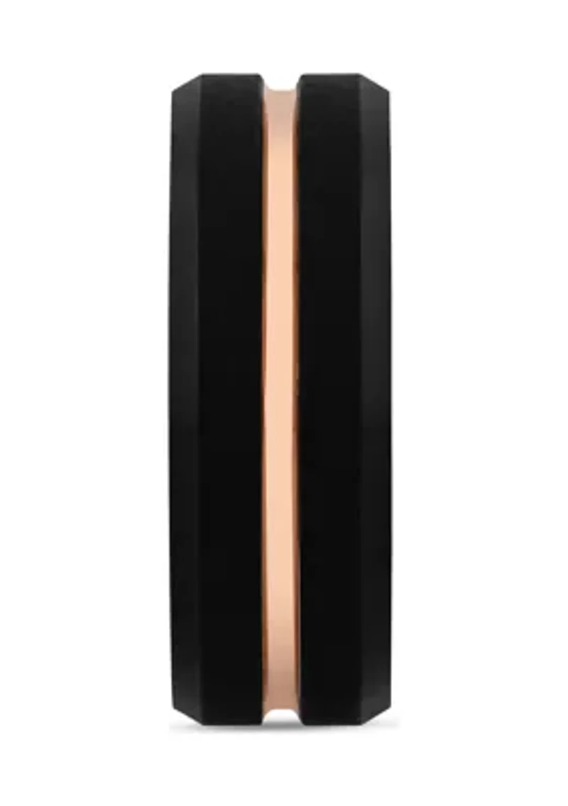 Grooved Beveled Edge Band Two Tone Tantalum