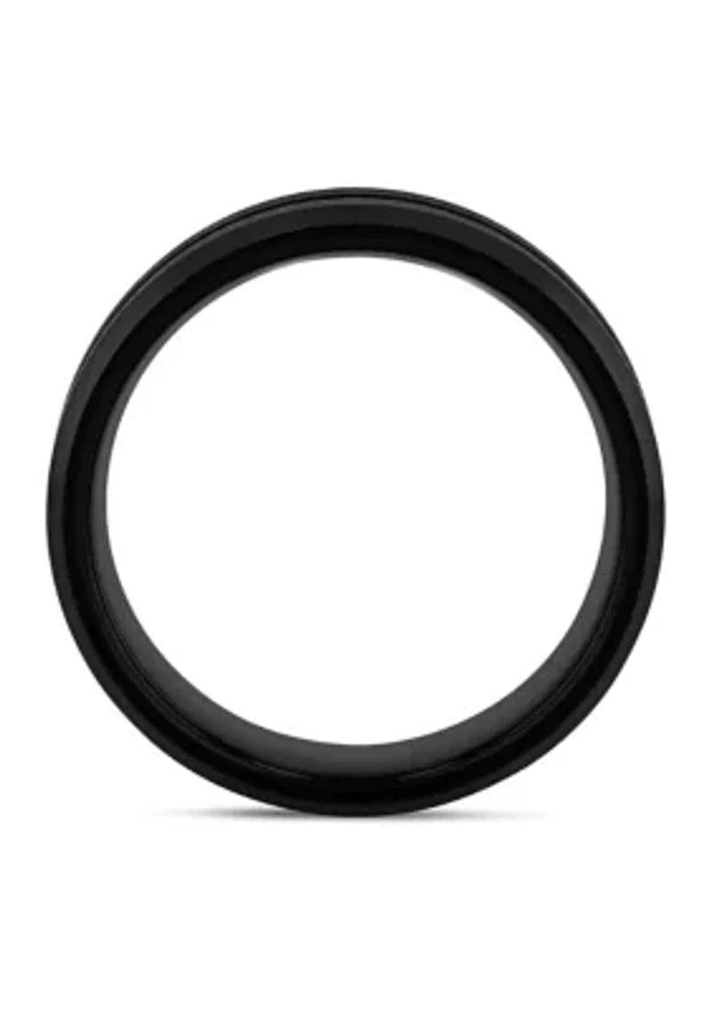 Grooved Beveled Edge Band Two Tone Tantalum