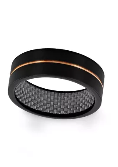 Grooved Satin Finish Band Two-Tone Tantalum