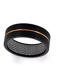 Grooved Satin Finish Band Two-Tone Tantalum