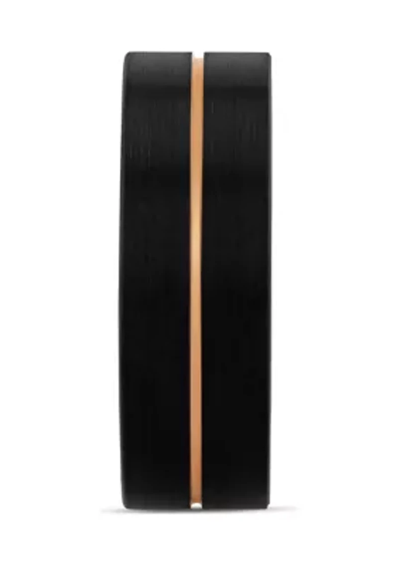 Grooved Satin Finish Band Two-Tone Tantalum