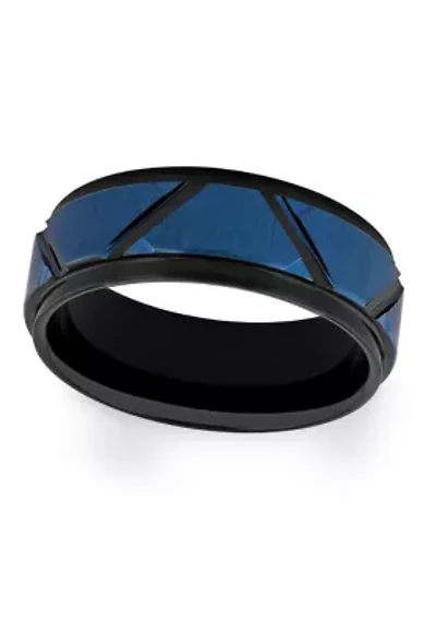 Geometric Step Edge Band Two-Tone Tantalum