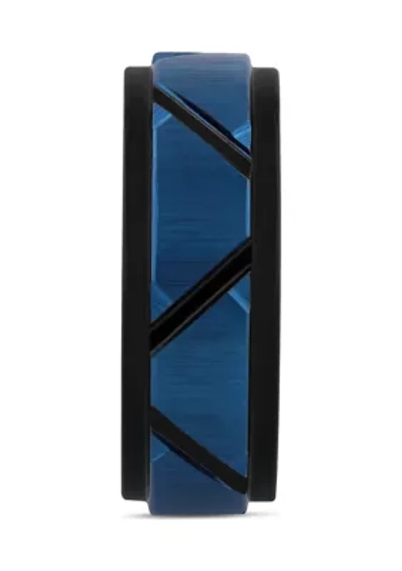 Geometric Step Edge Band Two-Tone Tantalum
