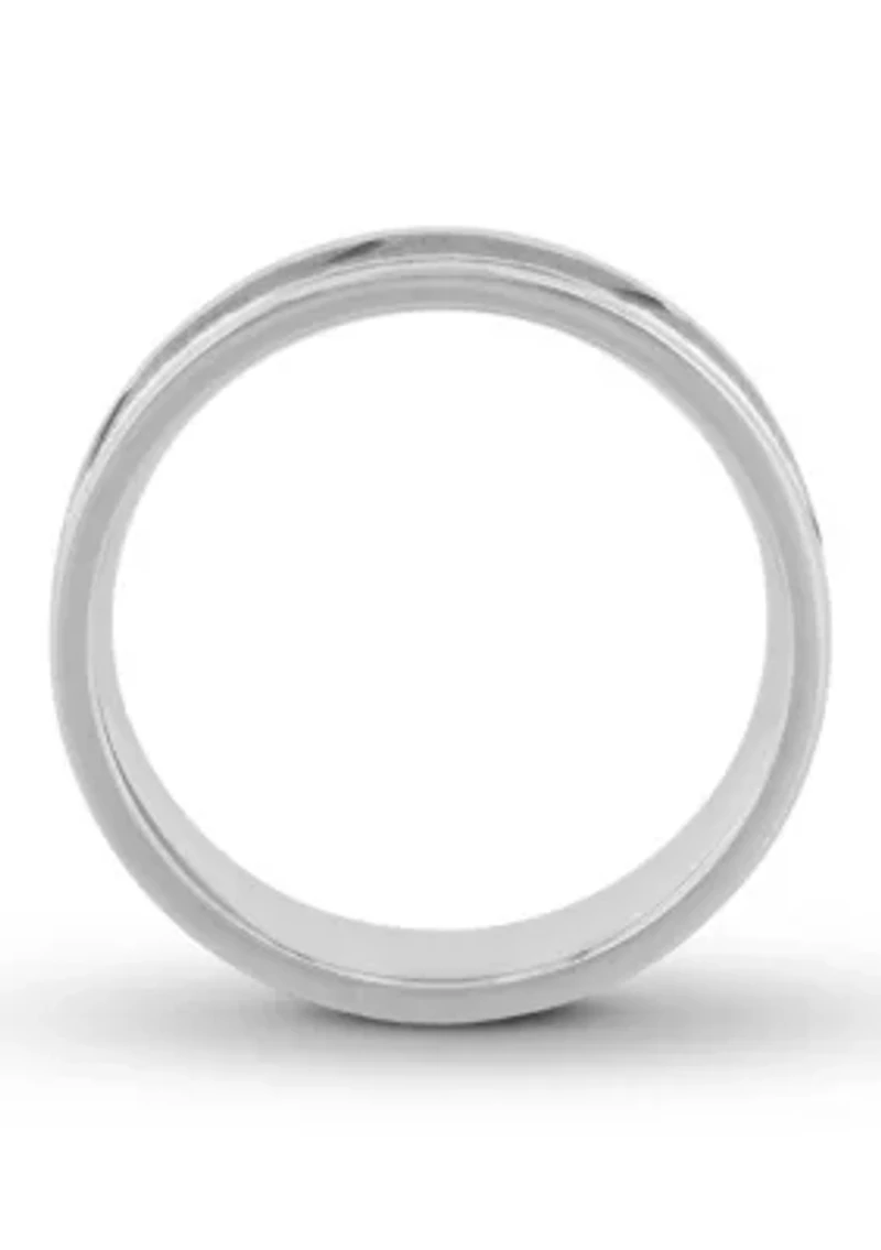 Gunmetal Gray Grooved 6 mm Wedding Band .925 Sterling Silver