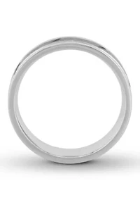 Gunmetal Gray Grooved 6 mm Wedding Band .925 Sterling Silver