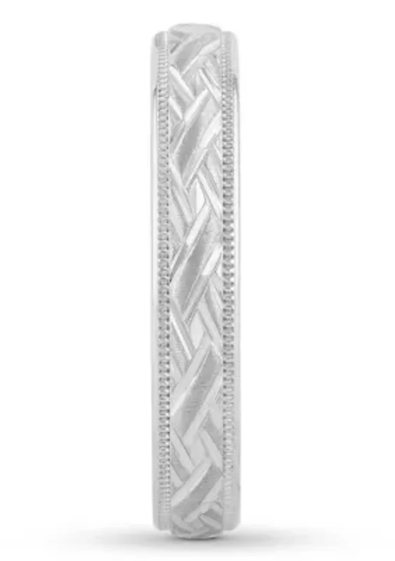 Basketweave Milgrain mm Wedding Band .925 Sterling Silver