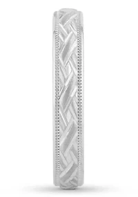 Basketweave Milgrain mm Wedding Band .925 Sterling Silver