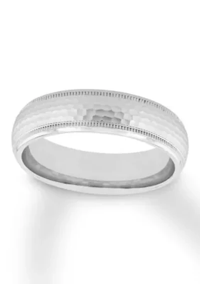 Hammered Milgrain mm Wedding Band .925 Sterling Silver