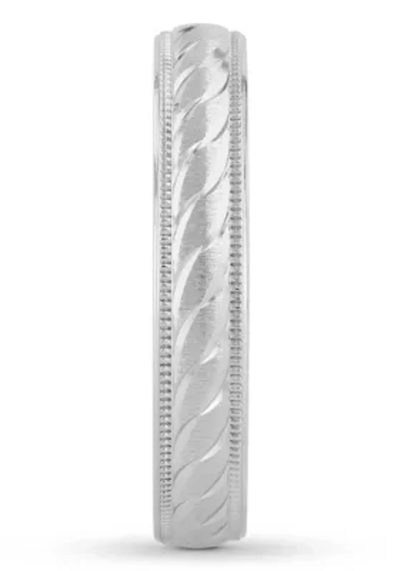 Swirl Cut Milgrain mm Wedding Band .925 Sterling Silver