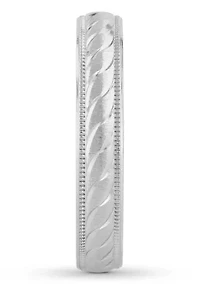 Swirl Cut Milgrain mm Wedding Band .925 Sterling Silver