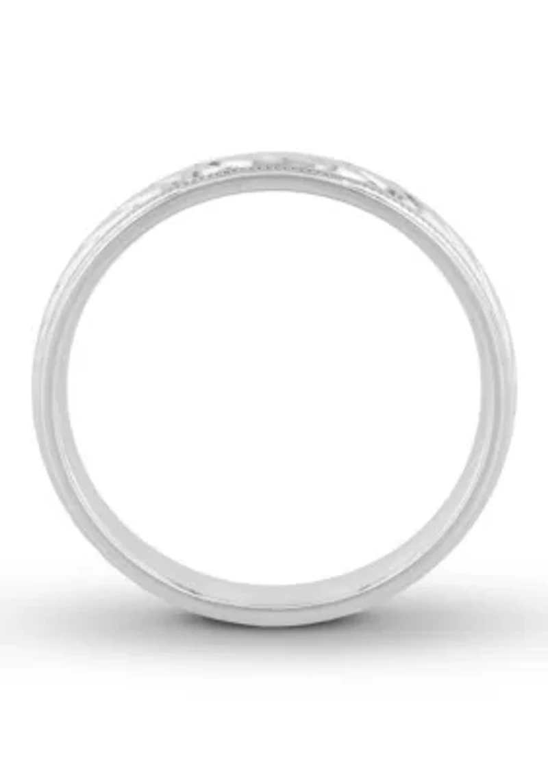 Swirl Cut Milgrain mm Wedding Band .925 Sterling Silver