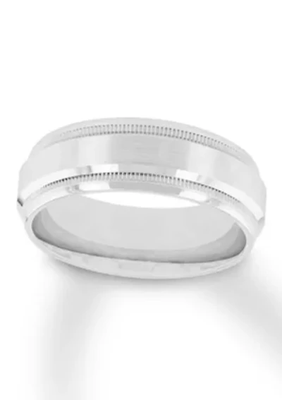 Step Edge Milgrain 8 mm Wedding Band .925 Sterling Silver