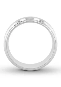 Step Edge Milgrain 8 mm Wedding Band .925 Sterling Silver