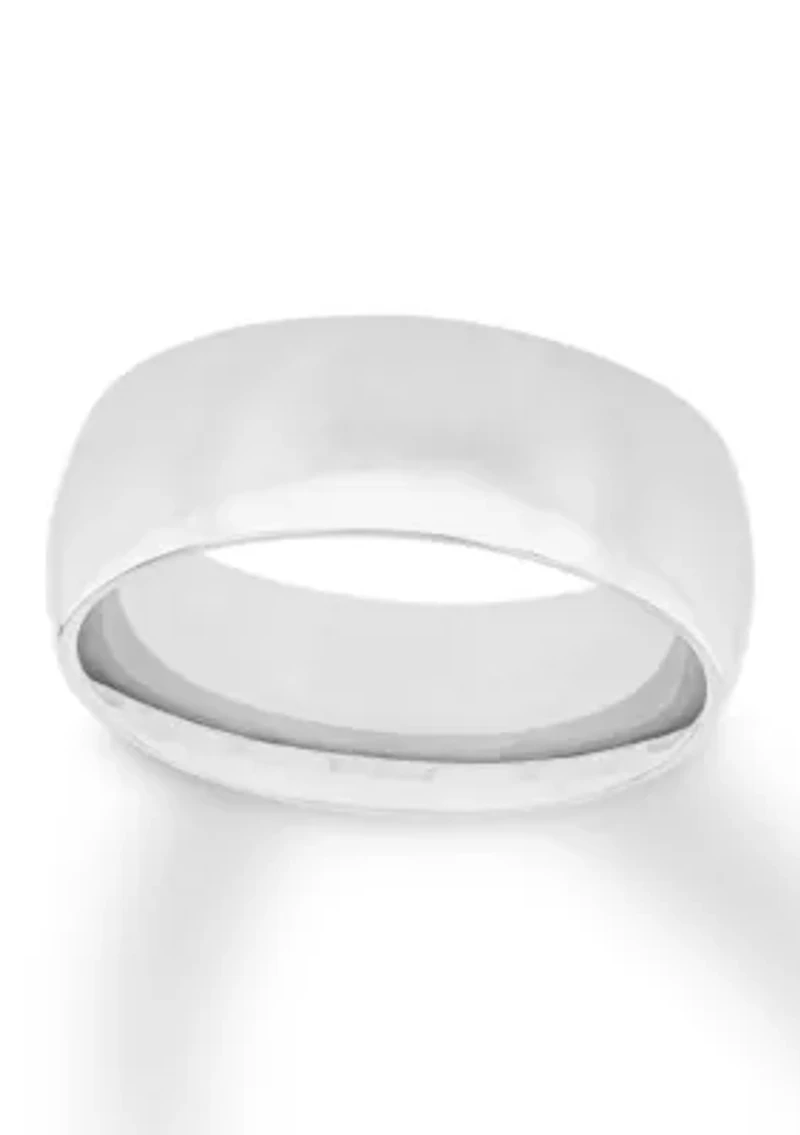 Plain Polished 8 Millimeter Wedding Band .925 Sterling Silver