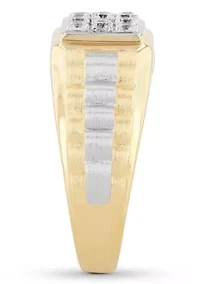 Lab Created Cubic Zirconia Square Cluster Ring Two-Tone .925 Sterling Silver