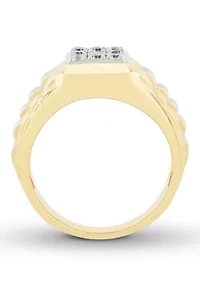 Lab Created Cubic Zirconia Square Cluster Ring Two-Tone .925 Sterling Silver