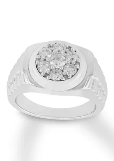 Lab Created Cubic Zirconia Round Cluster Ring .925 Sterling Silver