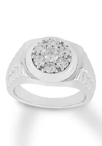 Lab Created Cubic Zirconia Round Cluster Ring .925 Sterling Silver
