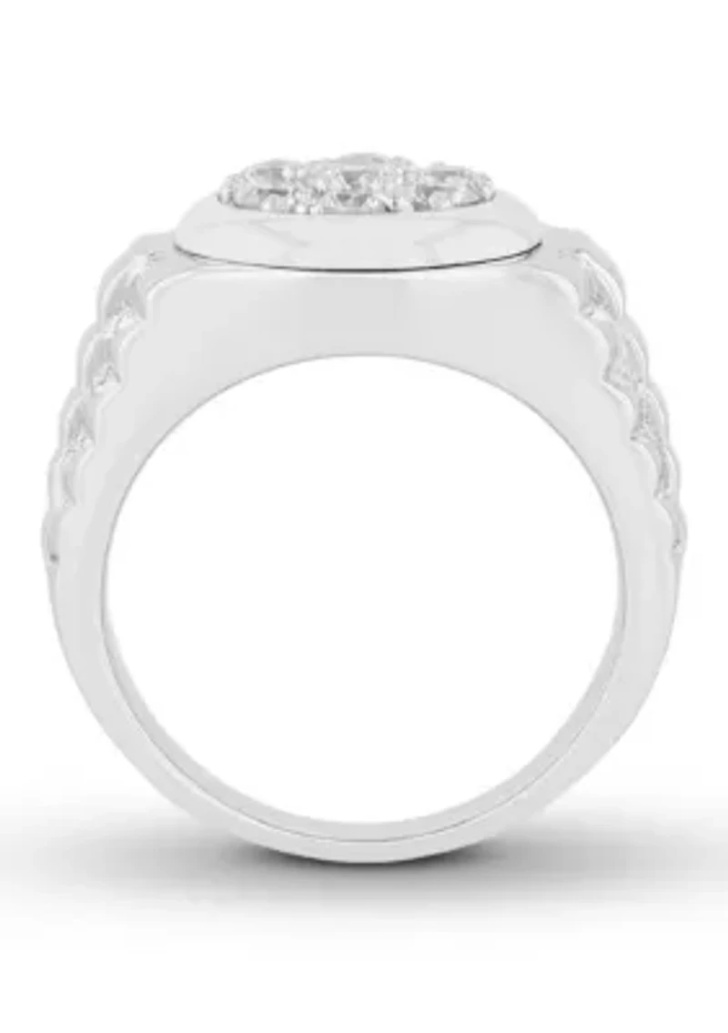 Lab Created Cubic Zirconia Round Cluster Ring .925 Sterling Silver