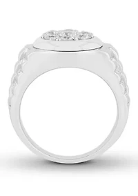 Lab Created Cubic Zirconia Round Cluster Ring .925 Sterling Silver
