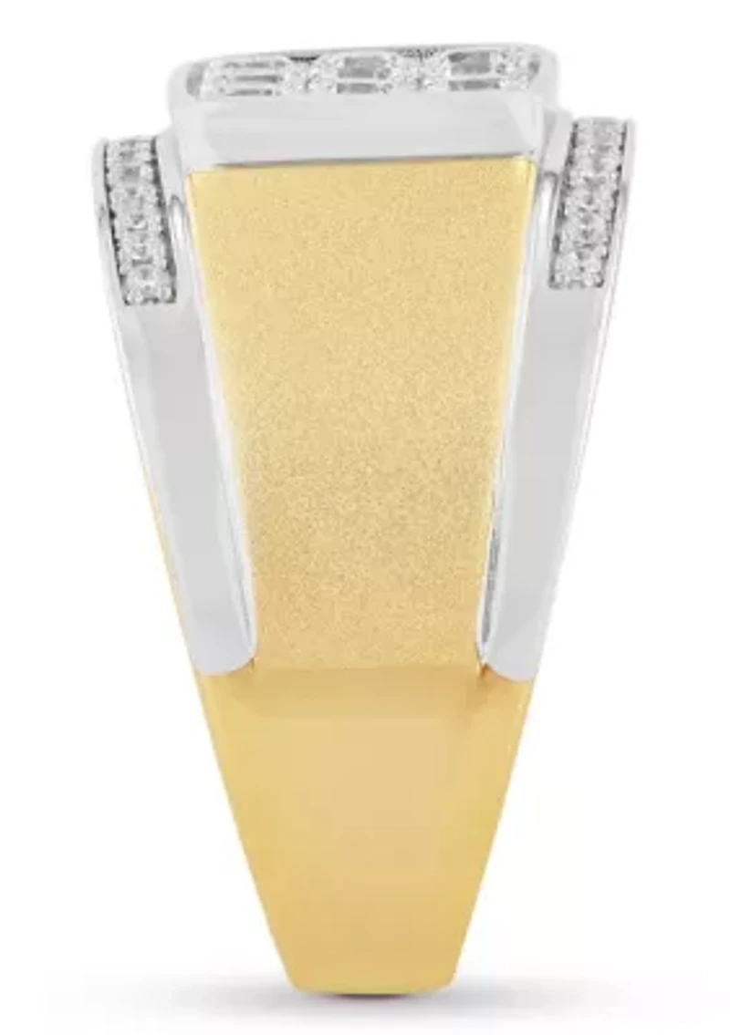 Lab Created Cubic Zirconia Square Cluster Ring Two-Tone .925 Sterling Silver