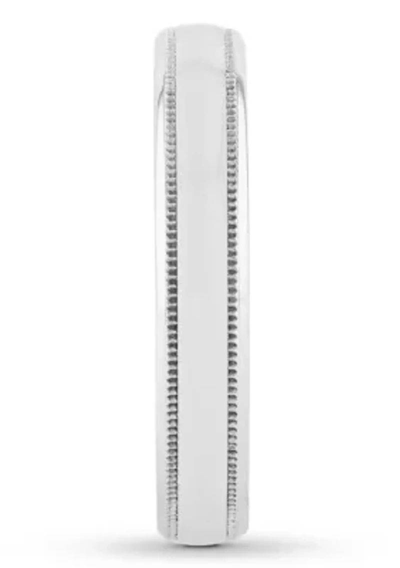 Polished Milgrain 4 Millimeter Wedding Band .925 Sterling Silver