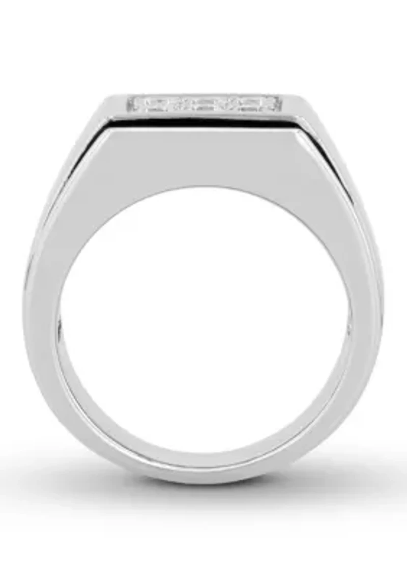Lab Created Cubic Zirconia Rectangle Cluster Ring .925 Sterling Silver