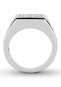 Lab Created Cubic Zirconia Rectangle Cluster Ring .925 Sterling Silver