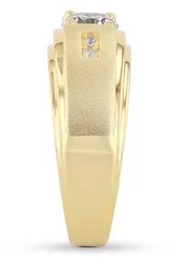 Lab Created Cubic Zirconia Solitaire Ring Gold Plated .925 Sterling Silver