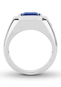 Lab Created Blue and White Sapphire Cocktail Ring .925 Sterling Silver