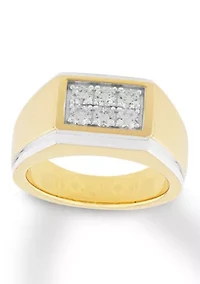 Lab Created Cubic Zirconia Rectangle Cluster Ring Gold Plated .925 Sterling Silver
