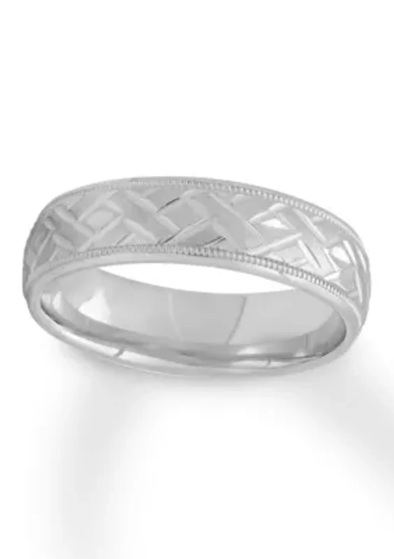 Basketweave Milgrain mm Wedding Band .925 Sterling Silver