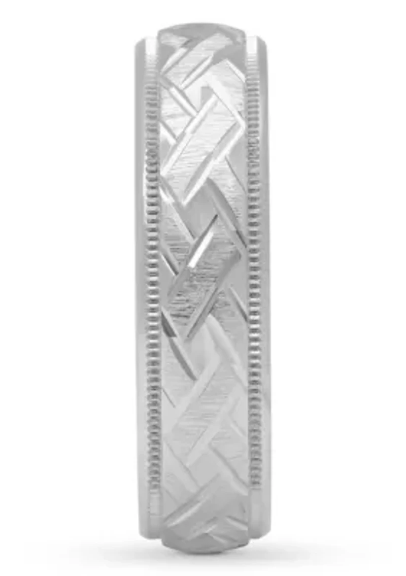 Basketweave Milgrain mm Wedding Band .925 Sterling Silver
