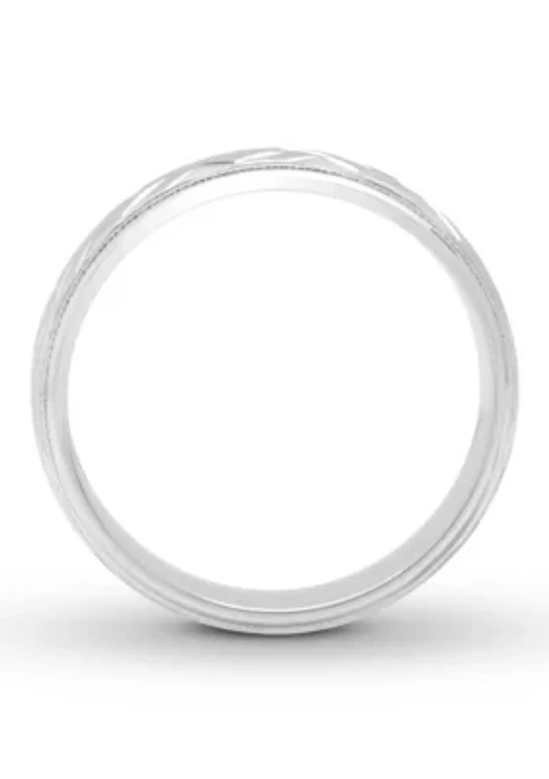 Basketweave Milgrain mm Wedding Band .925 Sterling Silver