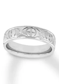 Sun Cross Textured mm Wedding Band .925 Sterling Silver