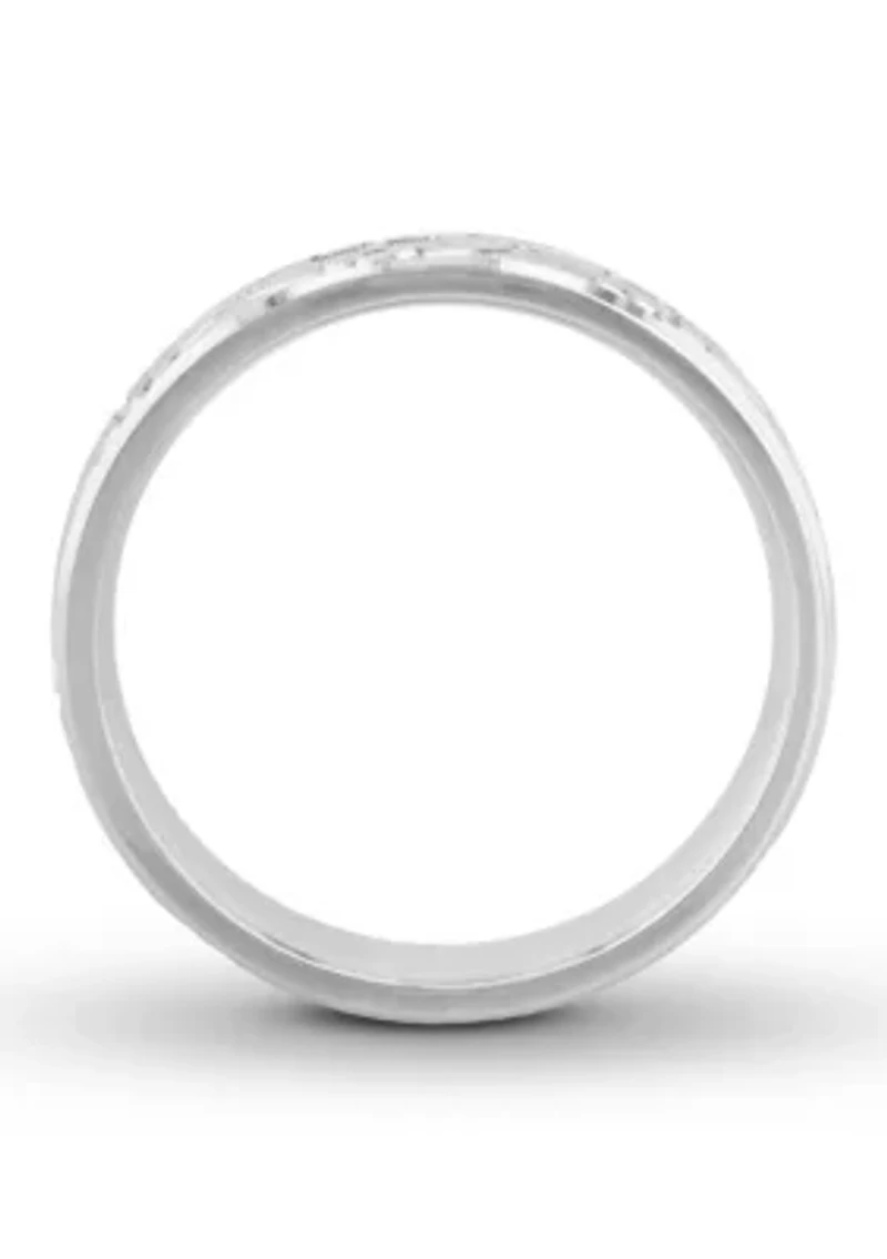 Sun Cross Textured mm Wedding Band .925 Sterling Silver